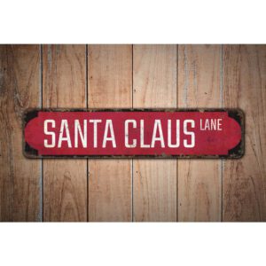 Santa-Claus-Lane-Sign-Premium-Quality-Rustic-Metal-Sign-Images