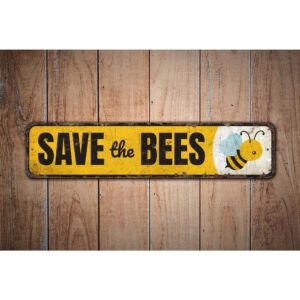 Save-The-Bees-Sign-Premium-Quality-Rustic-Metal-Sign-Images