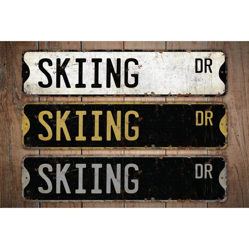 Skiing-Sign-Premium-Quality-Rustic-Metal-Sign-Images