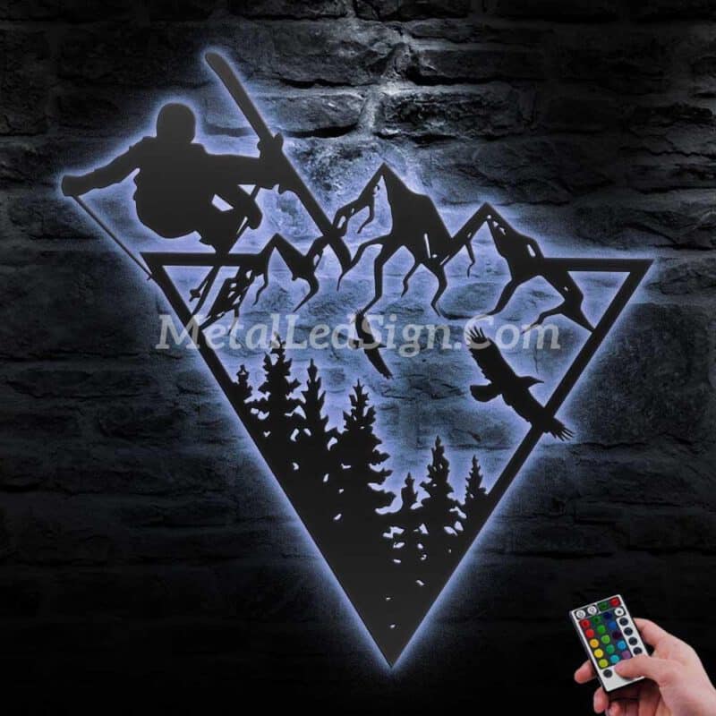 Snow-Skiing-Winter-Sport-Metal-Wall-Art-Led-Light-3-1