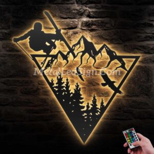 Snow-Skiing-Winter-Sport-Metal-Wall-Art-Led-Light-Images-1