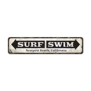 Swim-Surf-Sign-Premium-Quality-Rustic-Metal-Sign-2