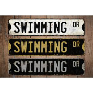 Swimming-Premium-Quality-Rustic-Metal-Sign-Images