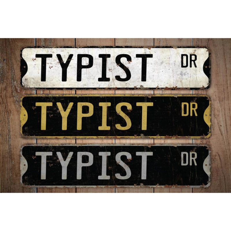 Typist-Premium-Quality-Rustic-Metal-Sign-Images