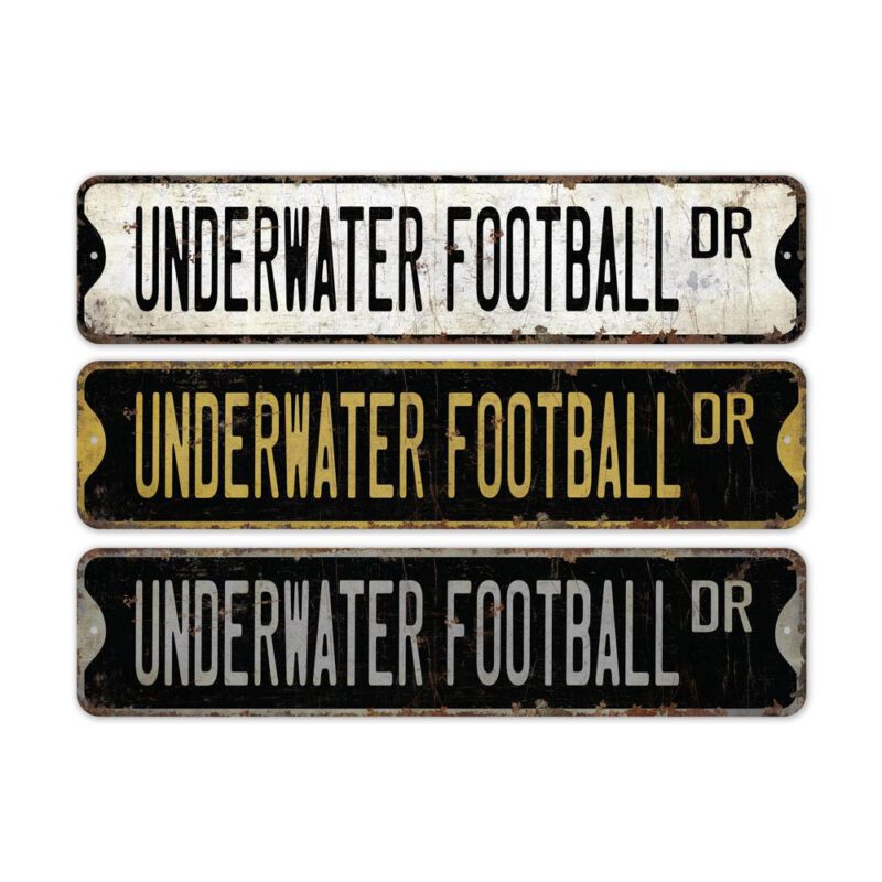 Underwater-Football-Premium-Quality-Rustic-Metal-Sign-2