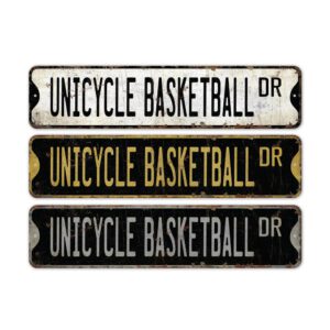 Unicycle-Basketball-Premium-Quality-Rustic-Metal-Sign-2