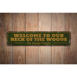 Welcome-To-Our-Neck-Of-The-Woods-Premium-Quality-Rustic-Metal-Sign-Images