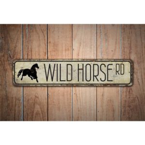 Wild-Horse-Road-Sign-Premium-Quality-Rustic-Metal-Sign-Images