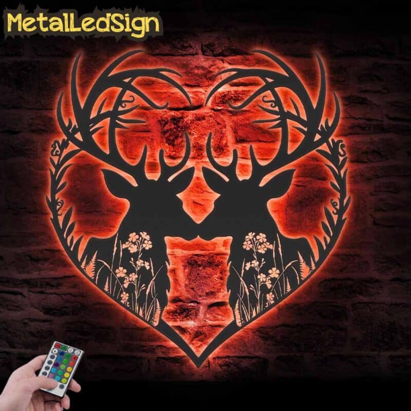 Wildflower-Couple-Deer-Heart-Love-Hunting-Metal-Wall-Art-LED-Light-5.jpg