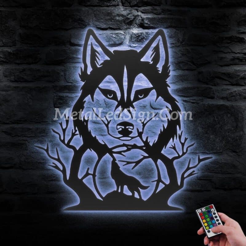 Wolf-In-Forest-Metal-Wall-Art-Led-Light-3-2