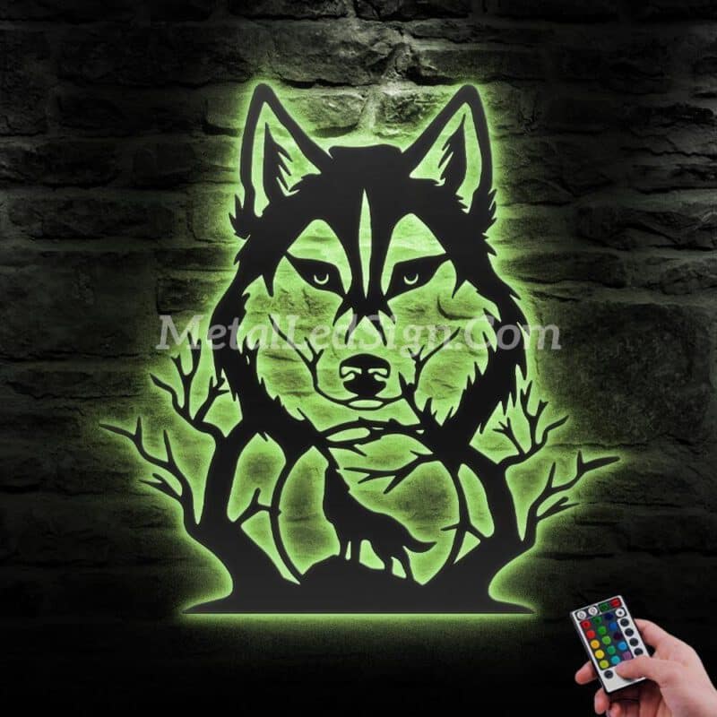 Wolf-In-Forest-Metal-Wall-Art-Led-Light-5-2