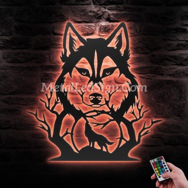 Wolf-In-Forest-Metal-Wall-Art-Led-Light-6