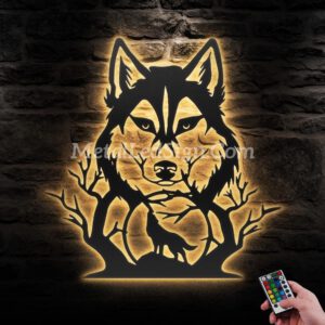 Wolf-In-Forest-Metal-Wall-Art-Led-Light-Images-2