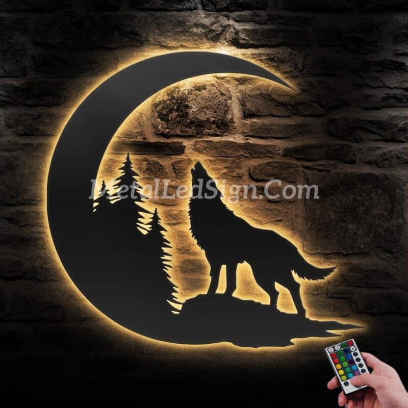 Wolf-On-The-Moon-Metal-Wall-Art-Led-Light-Images-5